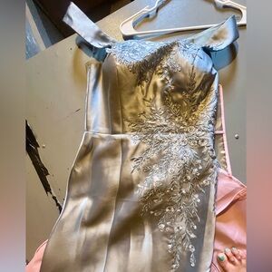 Mother of the bride dress! Beautiful sea foam green with intricate beading.